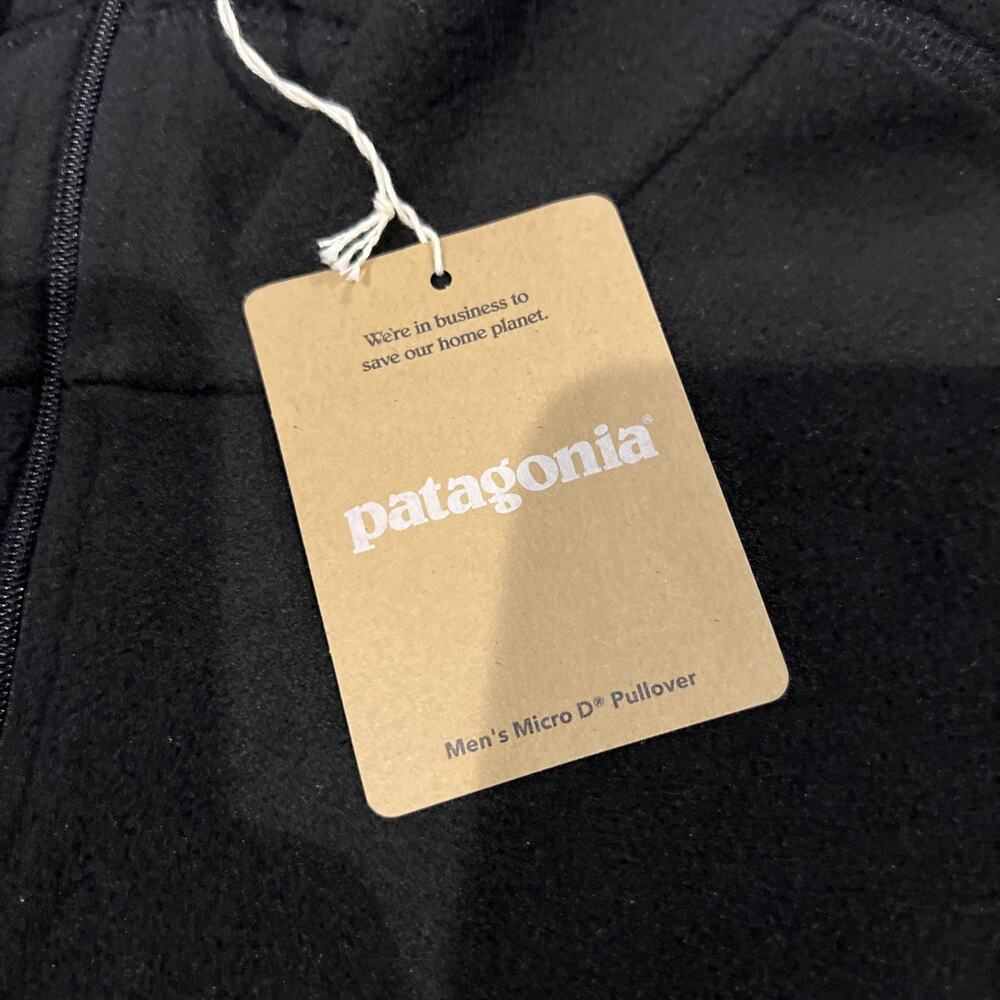Patagonia Pullover Mens XXL Black Micro D Fleece 1/4 Zip NWT Company Logo - Picture 4 of 13